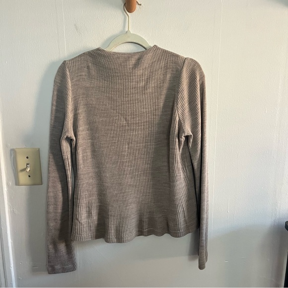Vince Wool Blend Women’s Tan 1/4 Zip Sweater Top Quiet Luxury Office Career - Picture 6 of 8